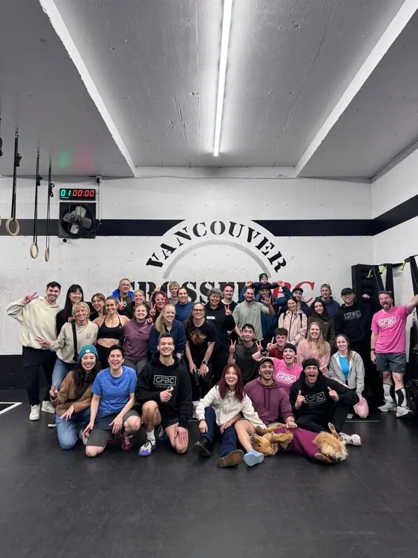 CrossFit BC community group gathered together at the gym