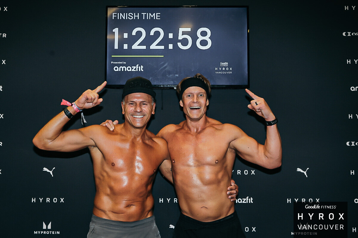 CrossFit BC doubles partners crossing the HYROX finish line together