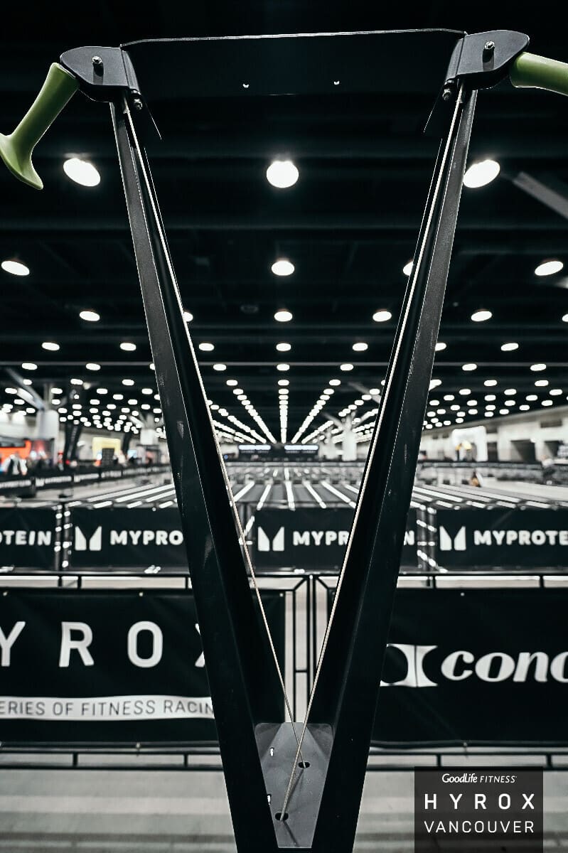 HYROX venue with SkiErg stations