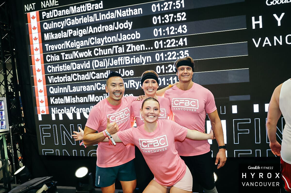 CrossFit BC team checking the HYROX leaderboard