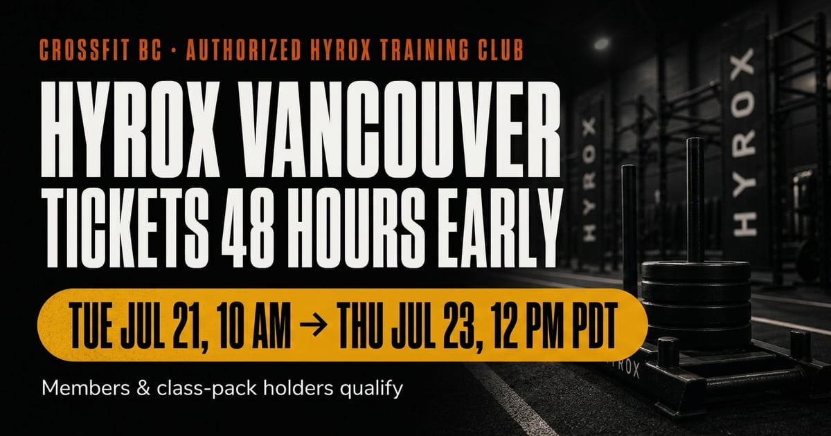 HYROX Vancouver 2026 hub: race dates, tickets, workouts, and training at CrossFit BC